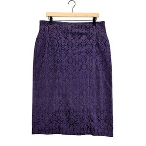 Purple Pencil Skirt Knee Jacquared 12 Eva Mendes Lined Career Wear Formal